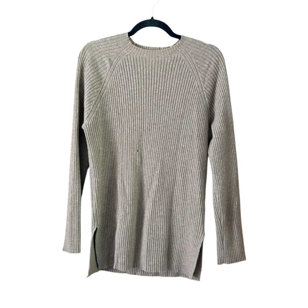 Nap Loungewear Ribbed Cashmere Sweater Tan Size Medium FLAWED